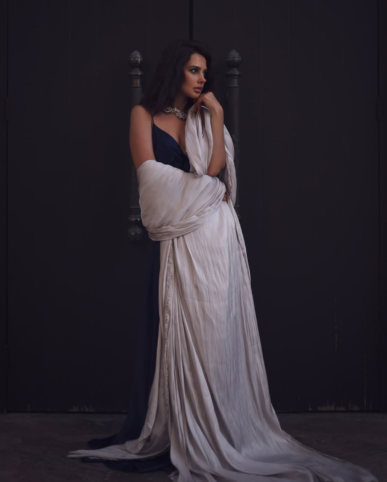 Elegant portrait with white shawl