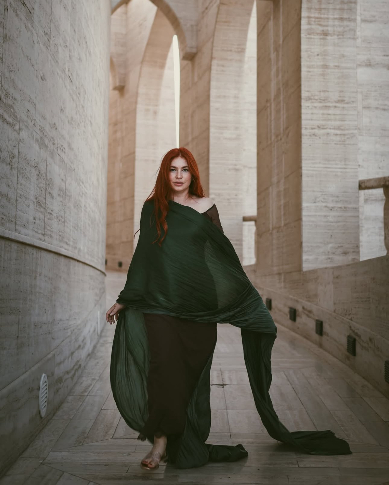 Lady in green dress portrait